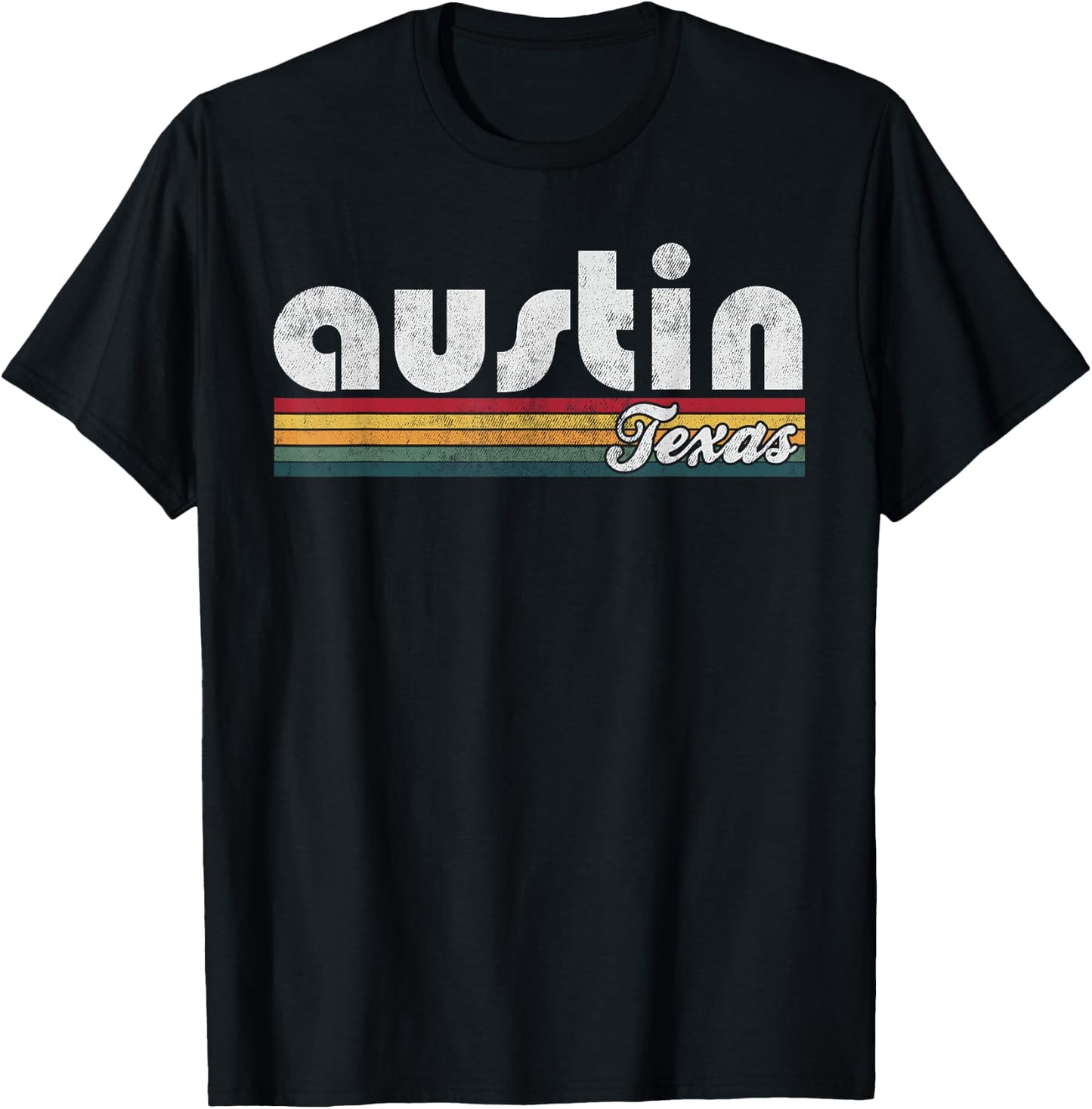 Austin Texas Vintage 70's 80's Retro Style Men Women Gift T-Shirt - T-Shirt | Black