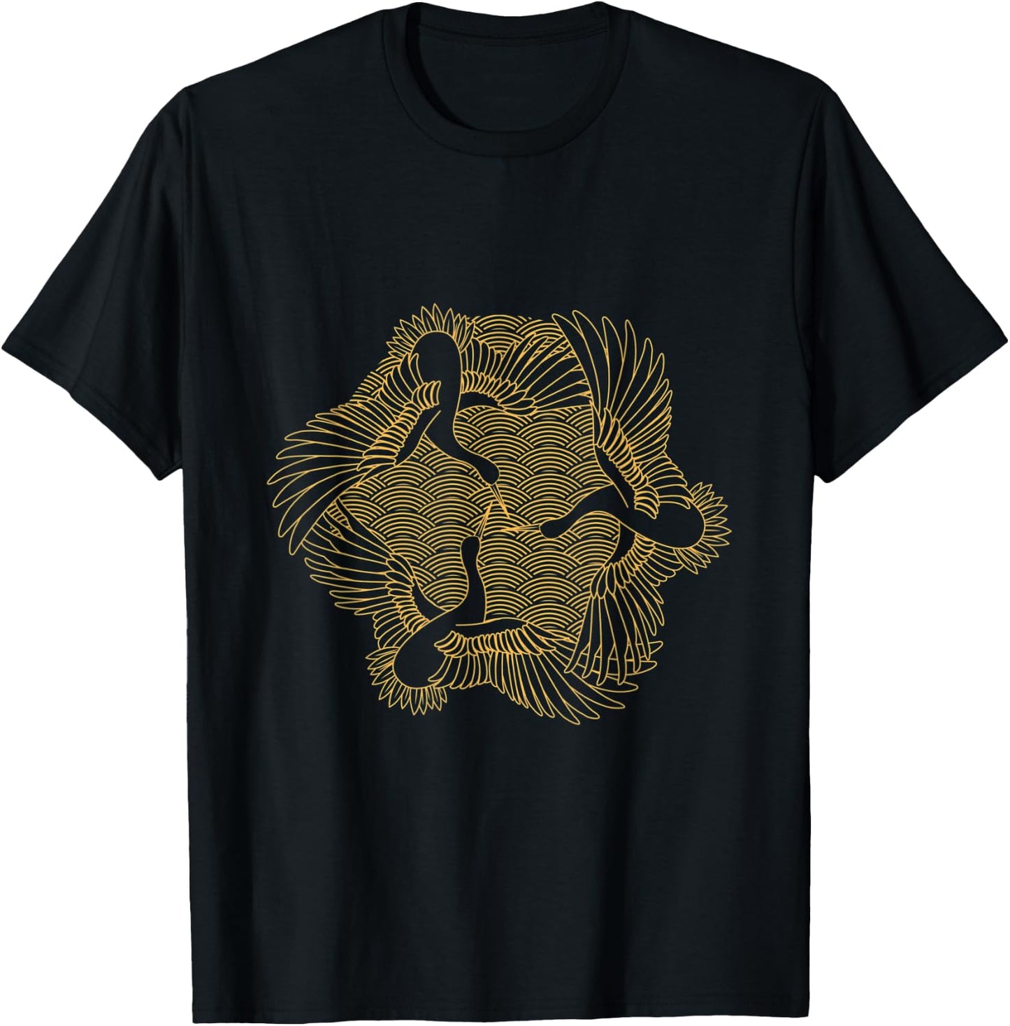 Common Crane Bird Cute Animal Nature Birdie Lover Origami T-Shirt - T-Shirt | Black