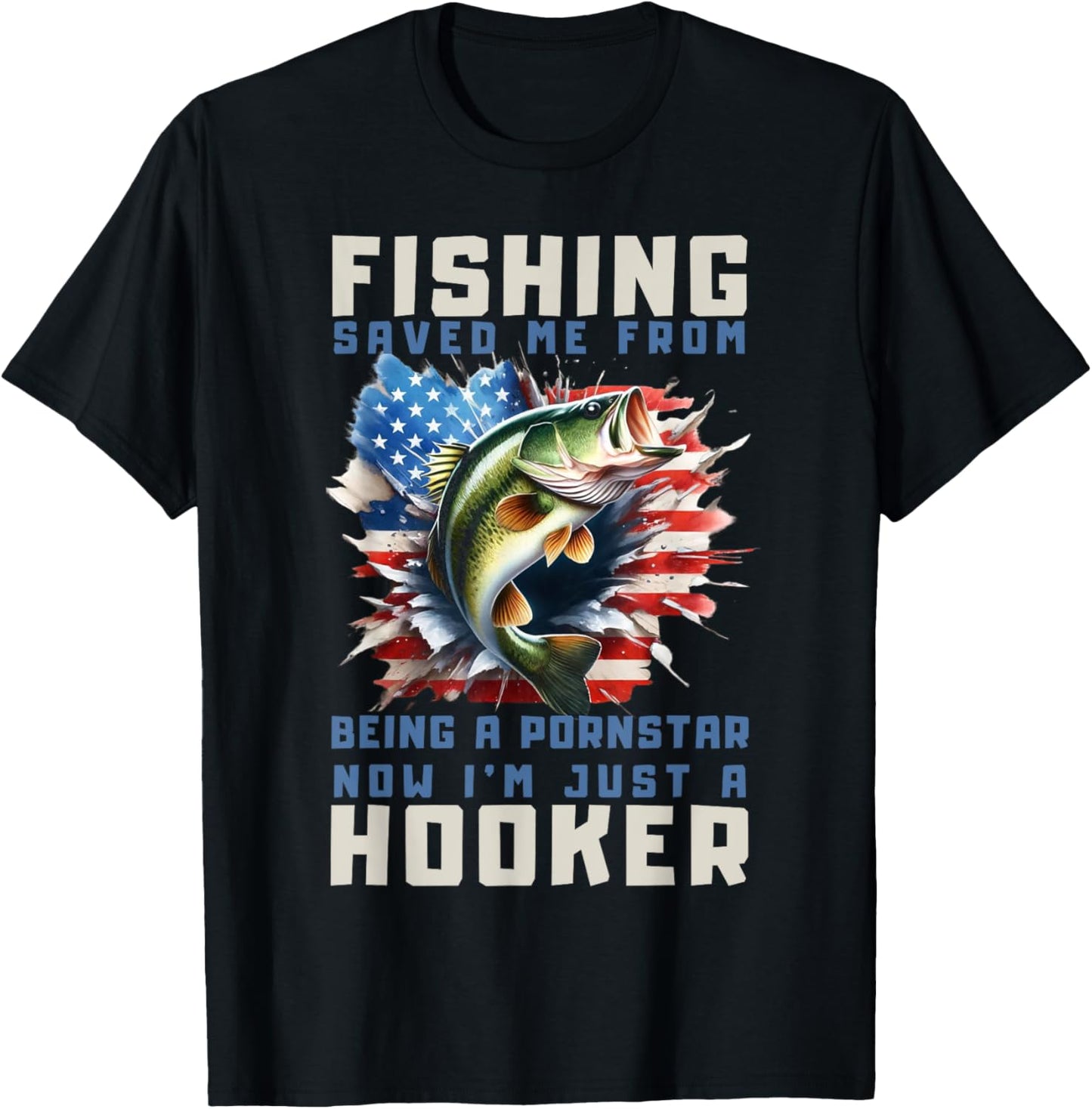 Fishing Saved Me From Becoming A Port Star T-Shirt - T-Shirt | Black