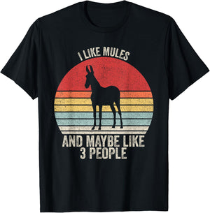 Vintage Retro I Like Mules And Maybe Like 3 People Mule T-Shirt - T-Shirt | Black