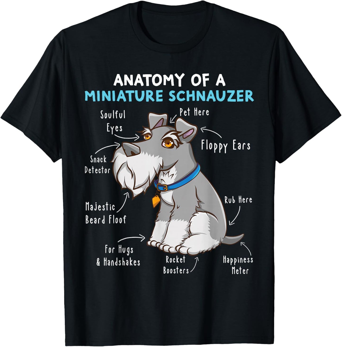 Anatomy Of A Miniature Schnauzer Cute Miniature Schnauzer T-Shirt - T-Shirt | Black