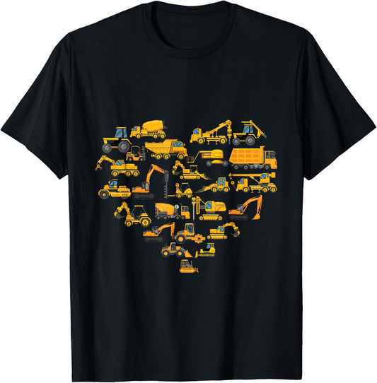 Types of Construction Excavator Bulldozer Truck Crane kids T-Shirt - T-Shirt | Black