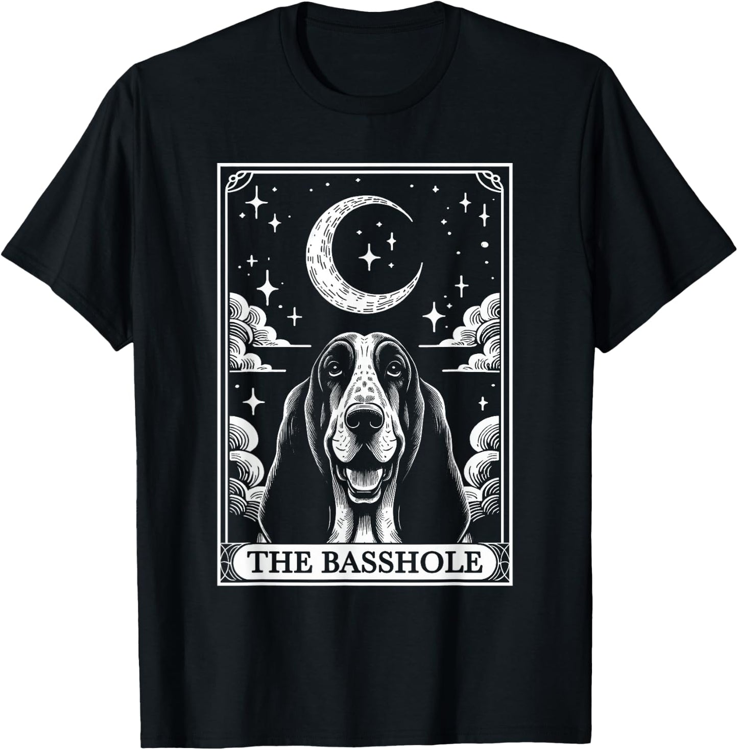 Tarot Card Vintage Crescent Moon Basset Hound Dog Mom Men Women Girls Kids T-Shirt - T-Shirt | Black
