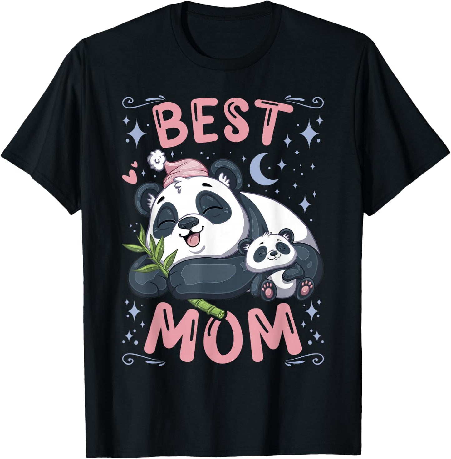 Best Mom, Panda Bear Mother with Cub, Mother's Day T-Shirt - T-Shirt | Black
