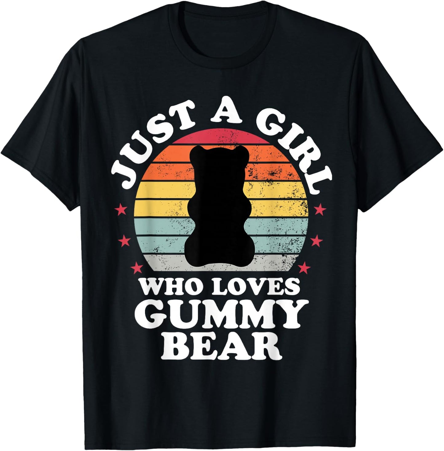 Just A Girl Who Loves Gummy Bear Funny Candy Girls Kid T-Shirt - T-Shirt | Black