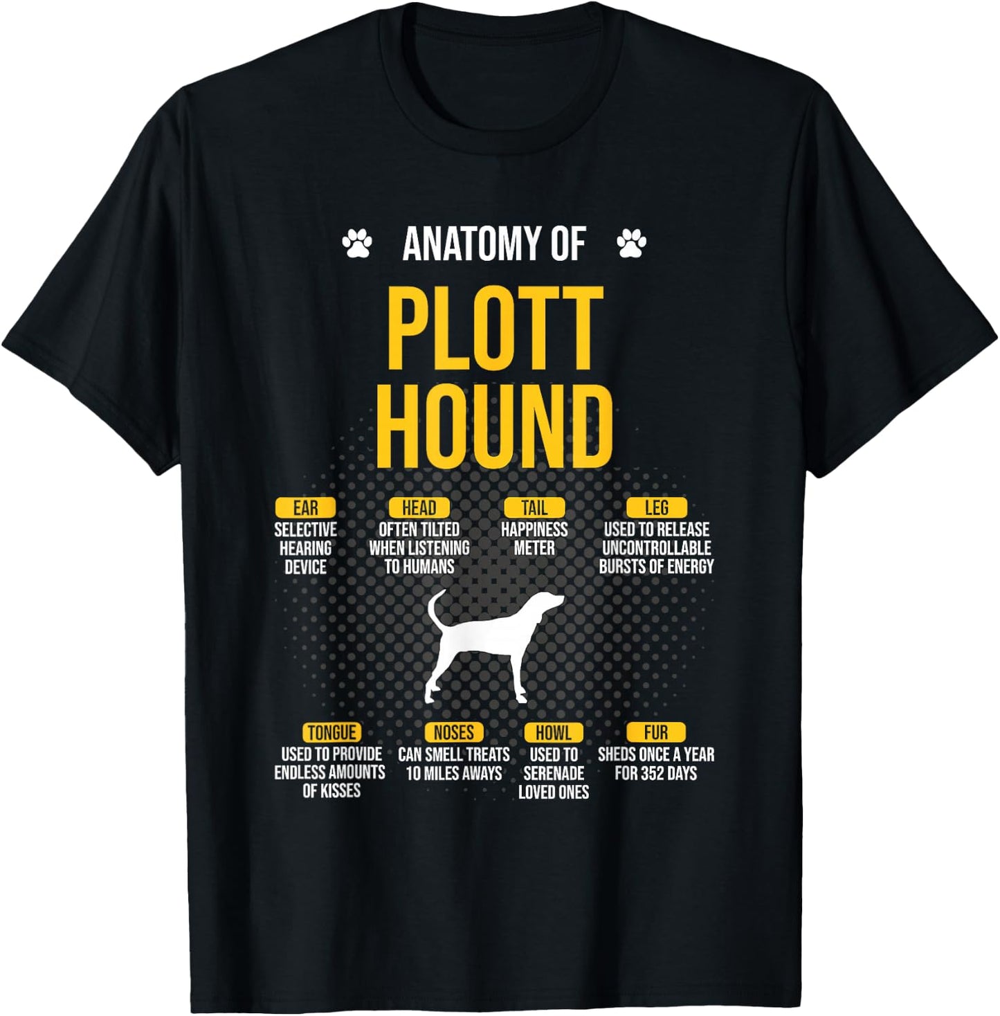 Anatomy Of Plott Hound Dog Lover T-Shirt - T-Shirt | Black