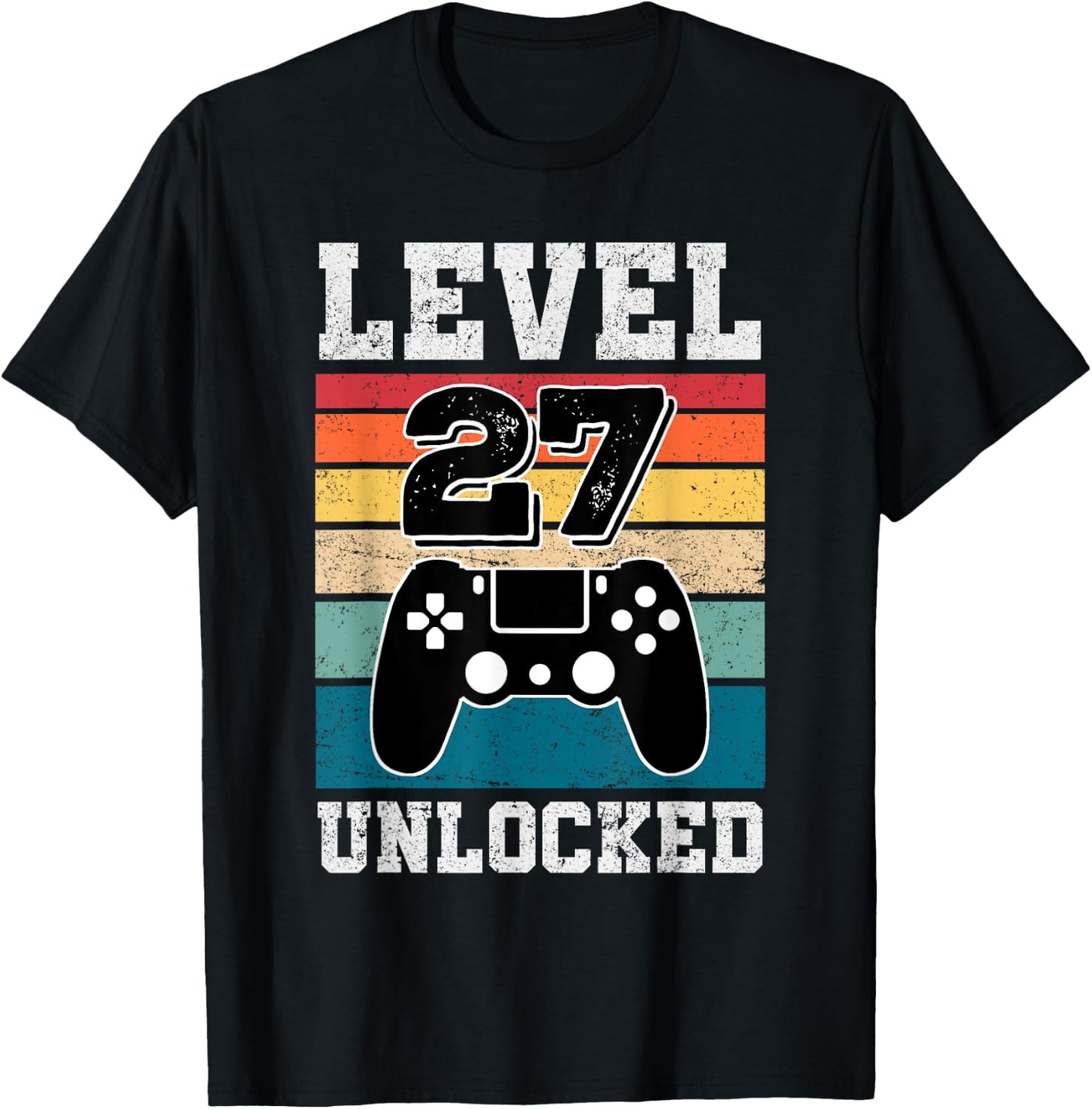 27 Year Old Level 27 Unlocked Gamers 27th Birthday Gaming T-Shirt - T-Shirt | Black
