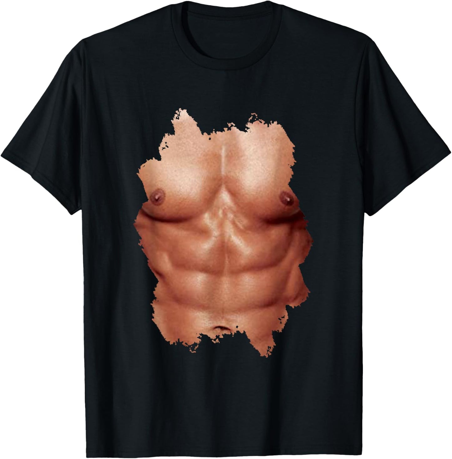 Fake Abdominal Shirt Body Muscle Sixpack T-Shirt - T-Shirt | Black