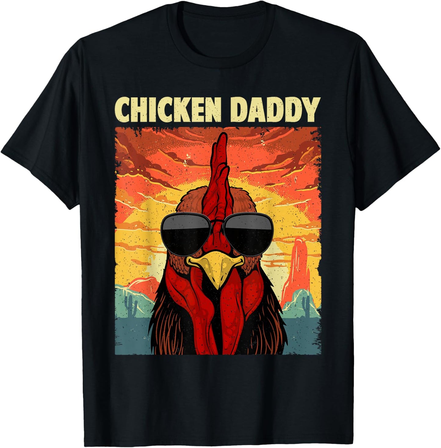 Funny Chicken Daddy Design For Dad Men Farmer Chicken Lover T-Shirt - T-Shirt | Black