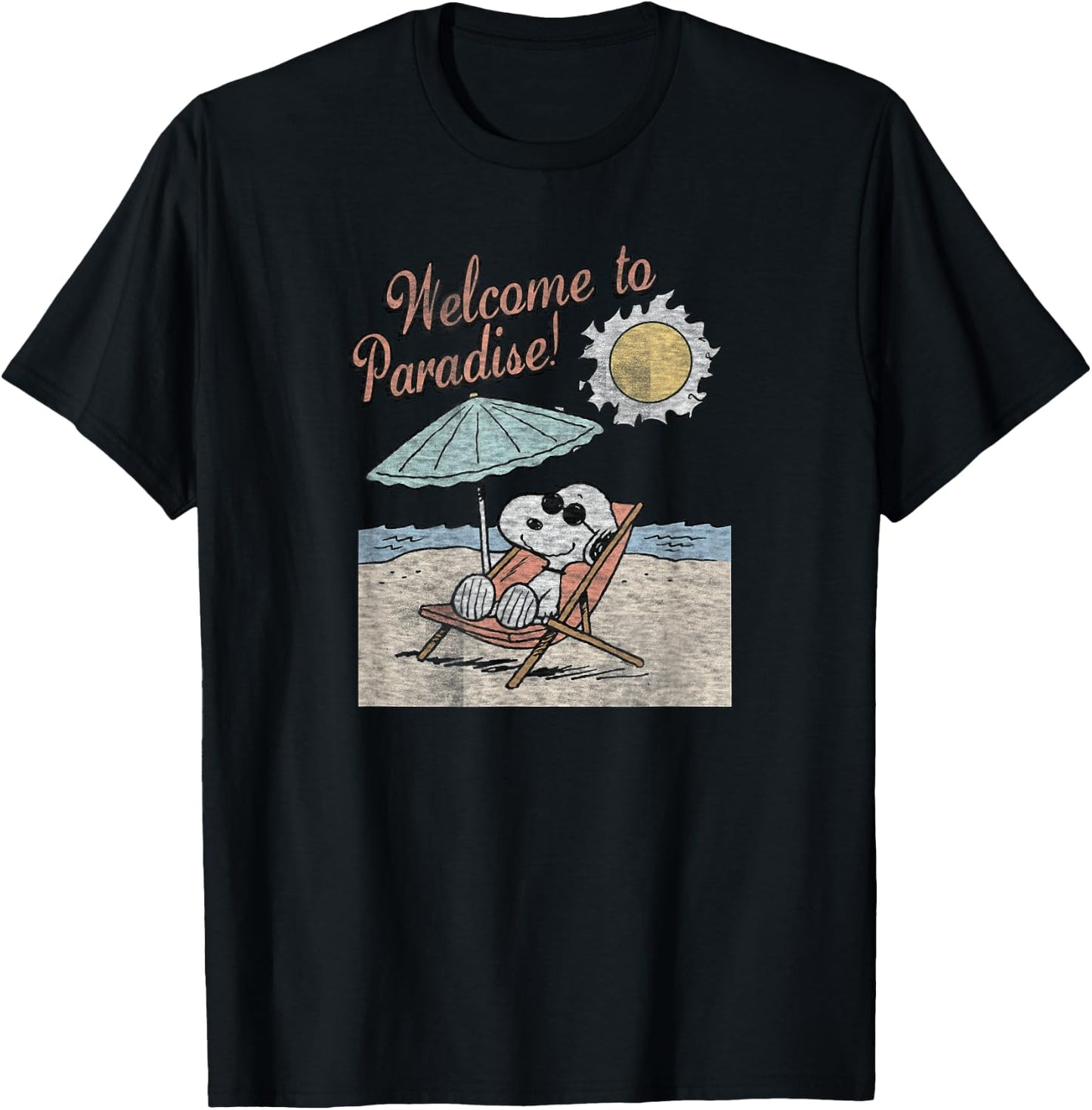 Peanuts Snoopy Welcome To Paradise T-Shirt - T-Shirt | Black