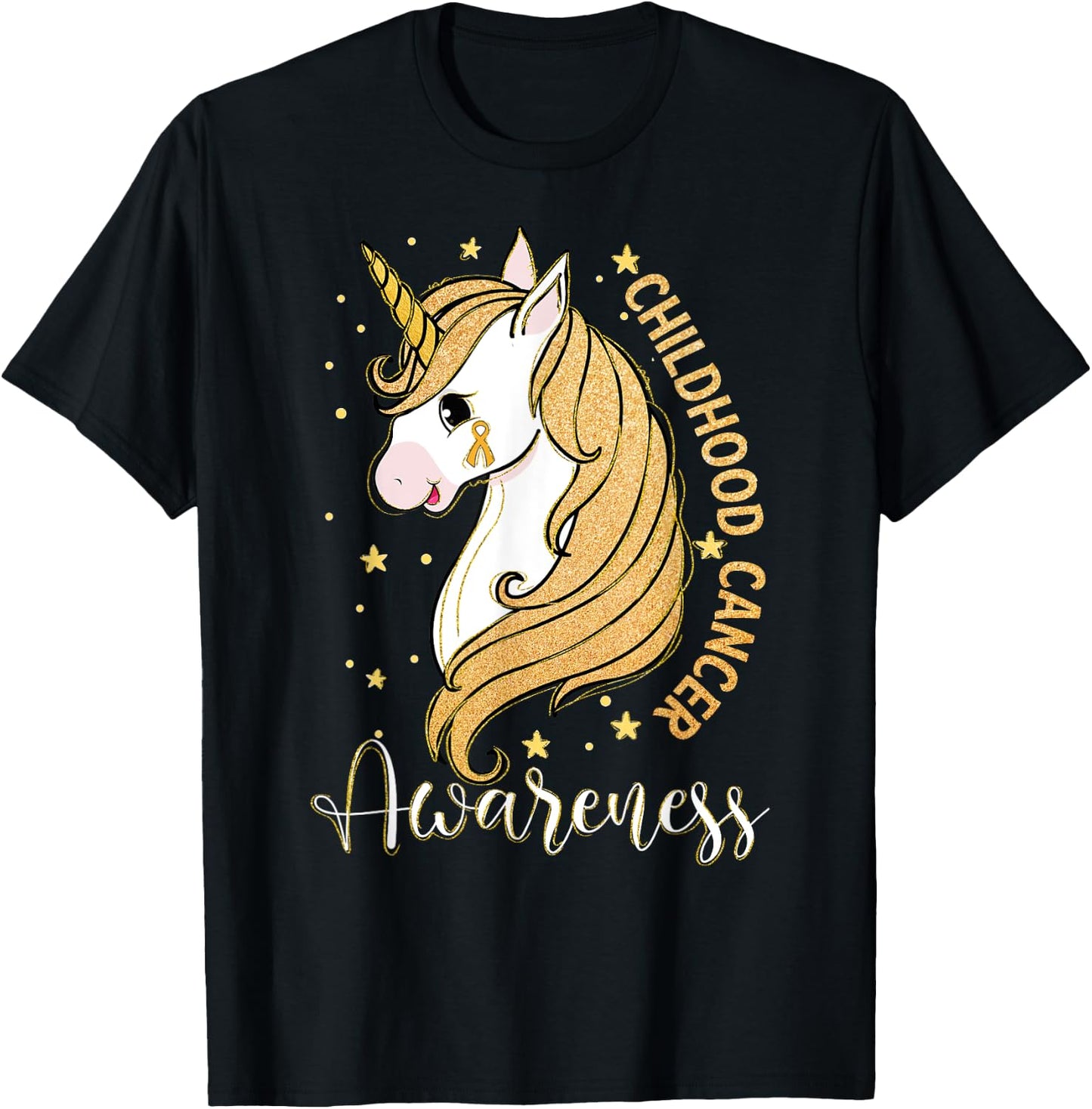 Childhood Cancer Awareness Unicorn Warrior Support Kid Girls T-Shirt - T-Shirt | Black