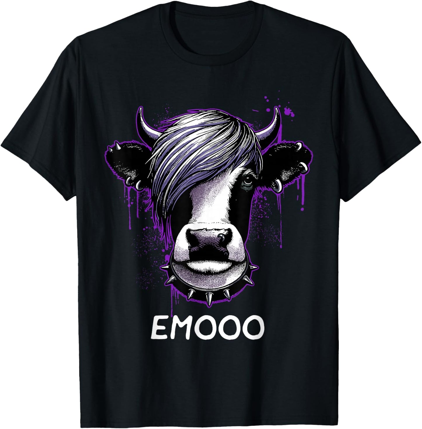 Emo Shirt Emo Cow Emooo Emocore Farm Shirt For Emo Farmers T-Shirt - T-Shirt | Black