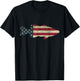 Bass Fishing American Flag Vintage Patriotic Angler T-Shirt - T-Shirt | Black