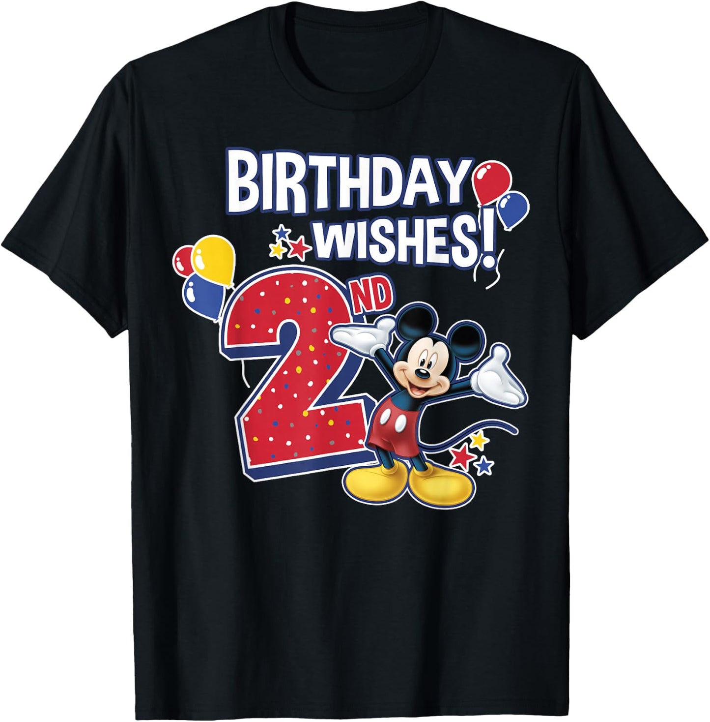 Disney Mickey and Friends Mickey Mouse 2nd Birthday Wishes T-Shirt - T-Shirt | Black