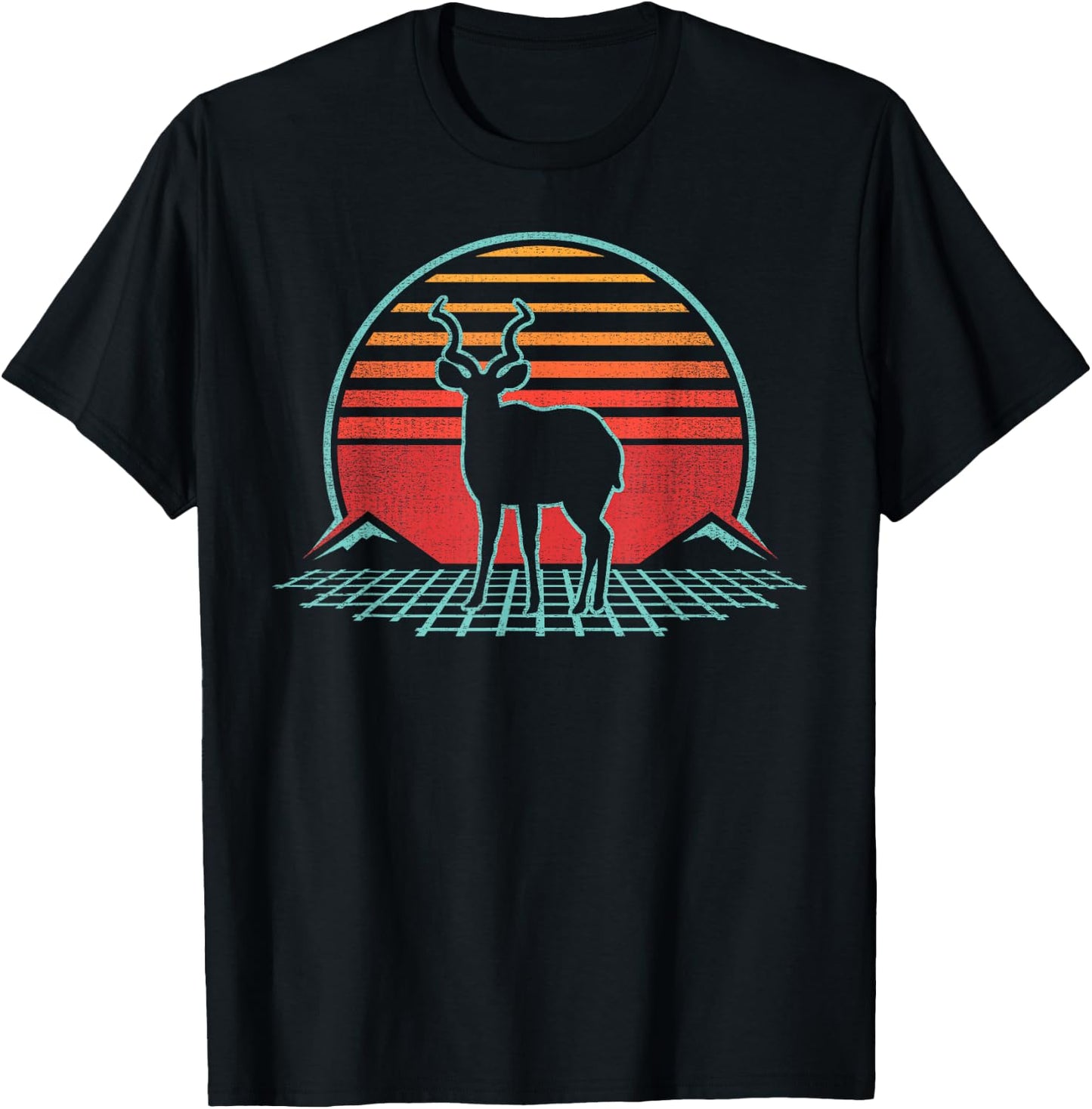 Antelope Lover Animal Retro Vintage 80s Style T-Shirt - T-Shirt | Black