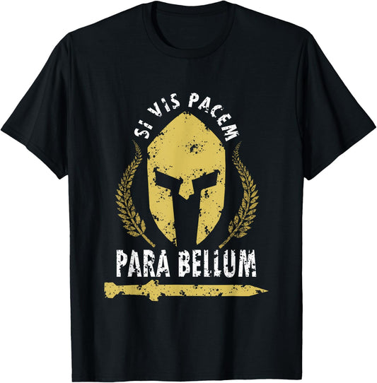 Si Vis Pacem Para Bellum Vintage Greece History Fighter Gym T-Shirt - T-Shirt | Black