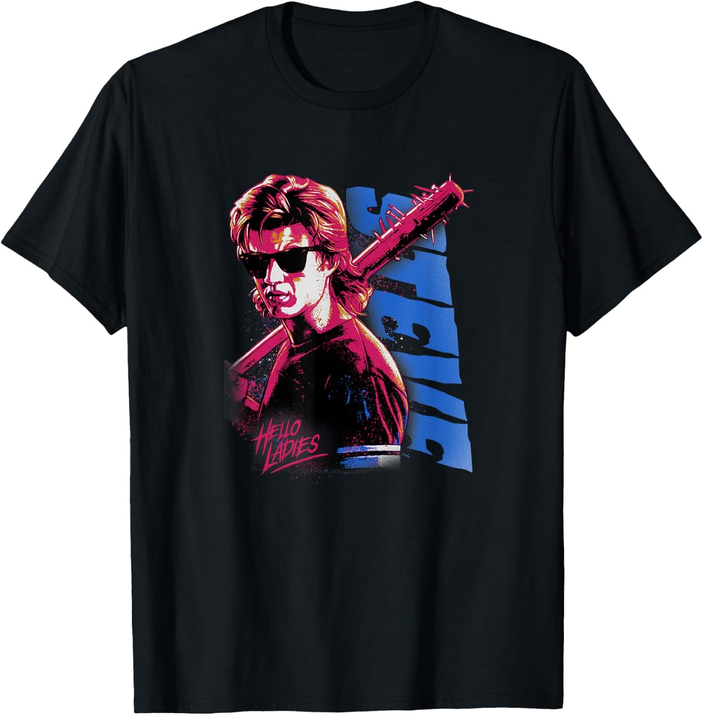 Stranger Things Stevie Splatter Punk Hello Ladies T-Shirt - T-Shirt | Black