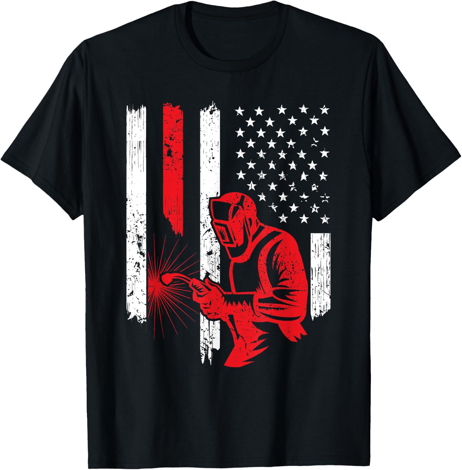 American Flag Welder Welding Vintage Metal Worker Cool Gifts T-Shirt - T-Shirt | Black