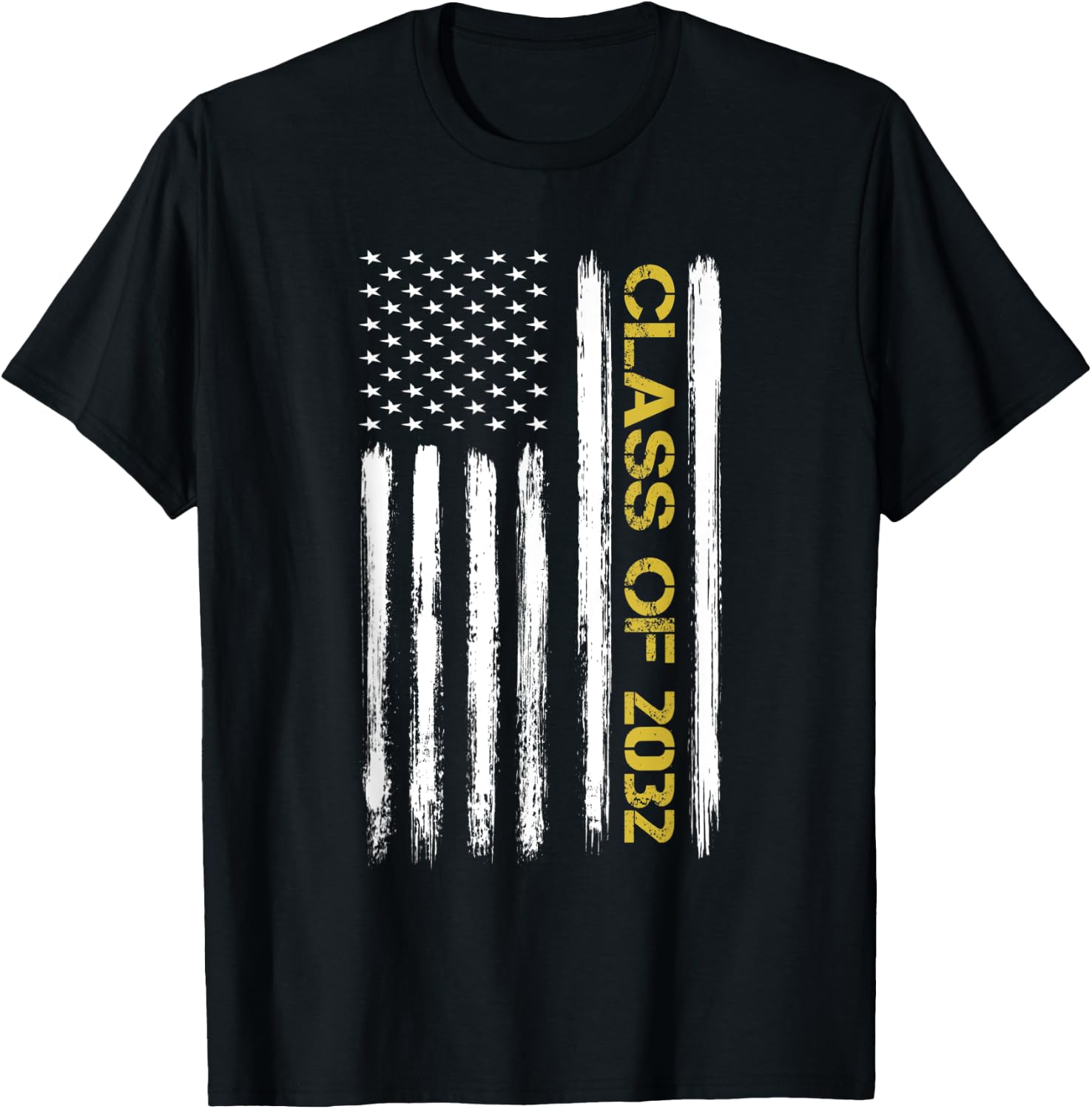 Senior Class Of 2032 Patriotic American Flag Graduation Gift Kids Men T-Shirt - T-Shirt | Black