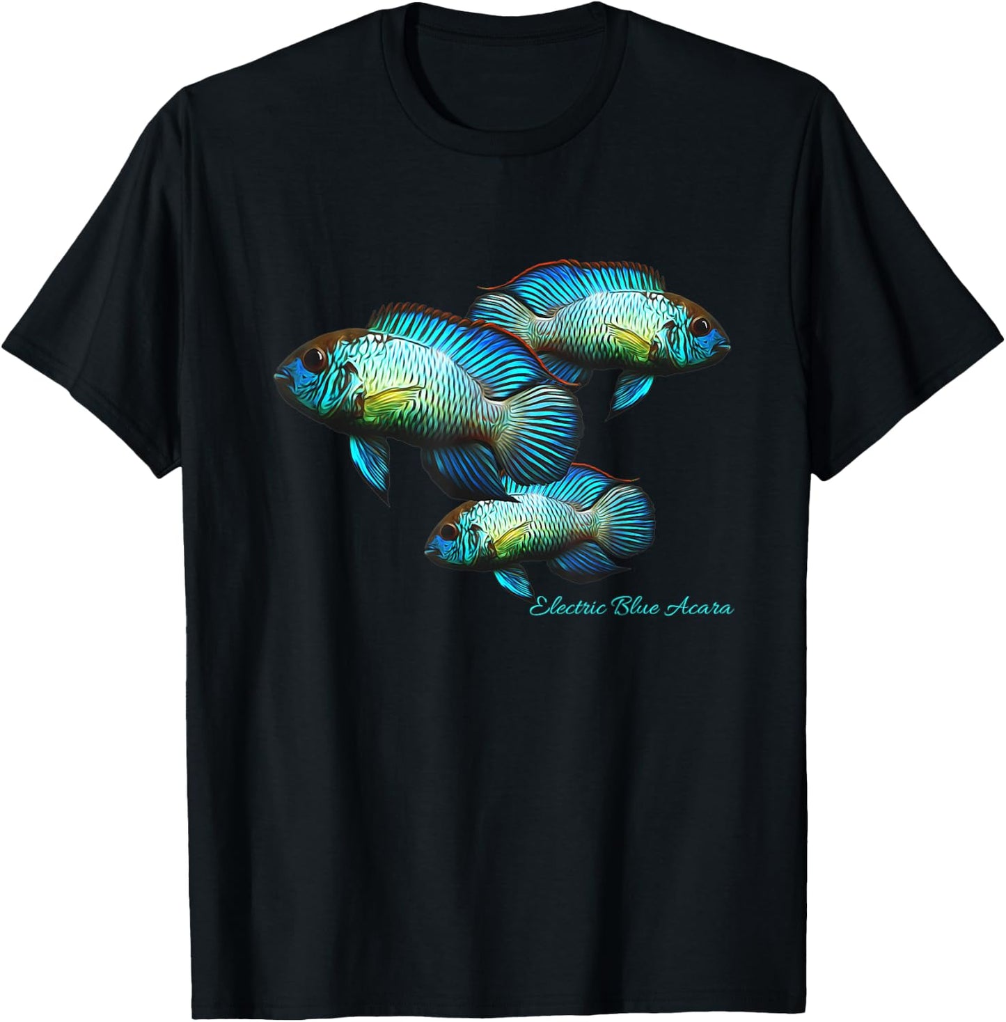Electric Blue Acara Breeders Dwarf Cichlids Aquarium Fish T-Shirt - T-Shirt | Black
