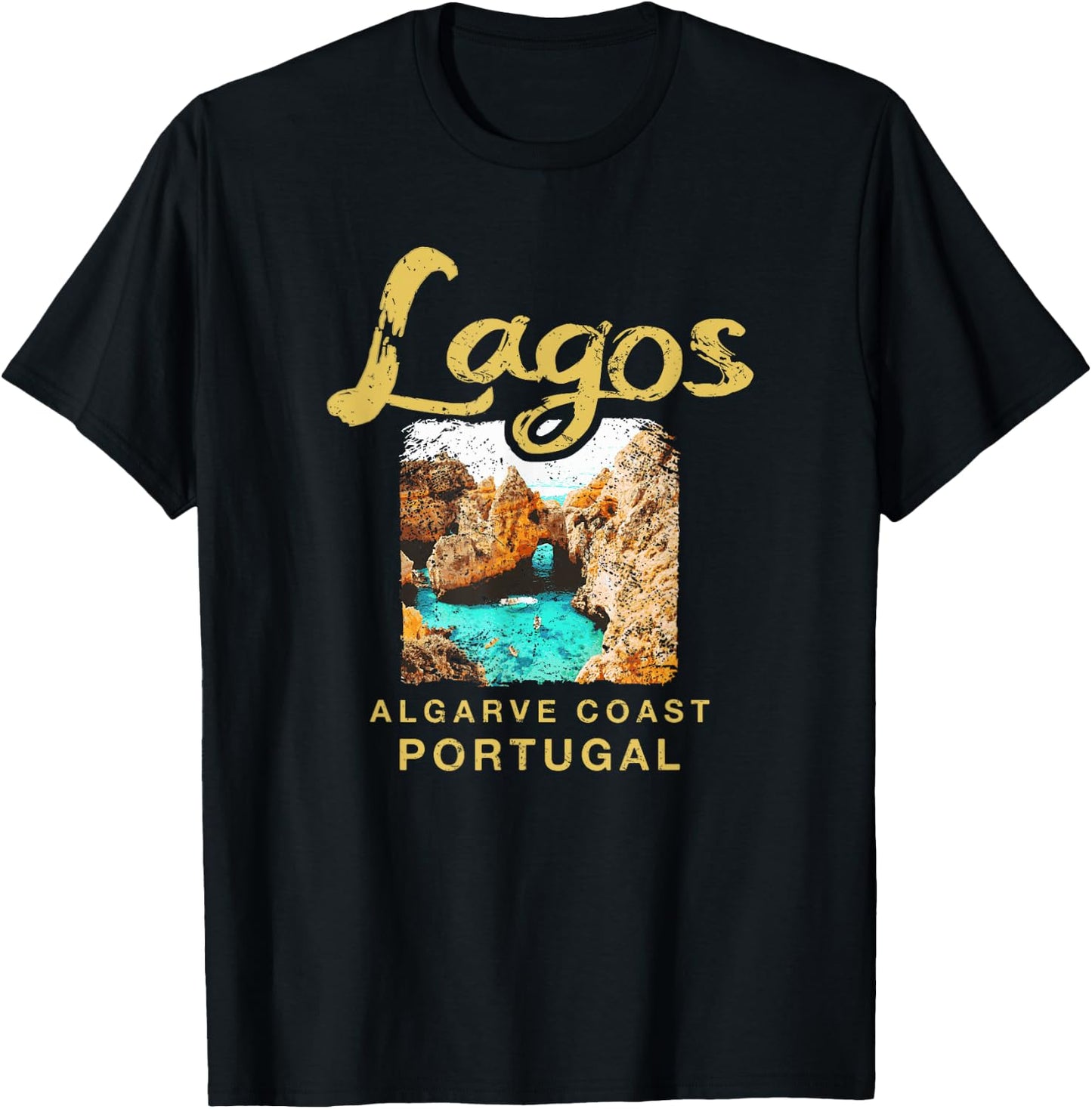 Lagos Portugal Algarve Coast Portuguese Vintage T-Shirt - T-Shirt | Black