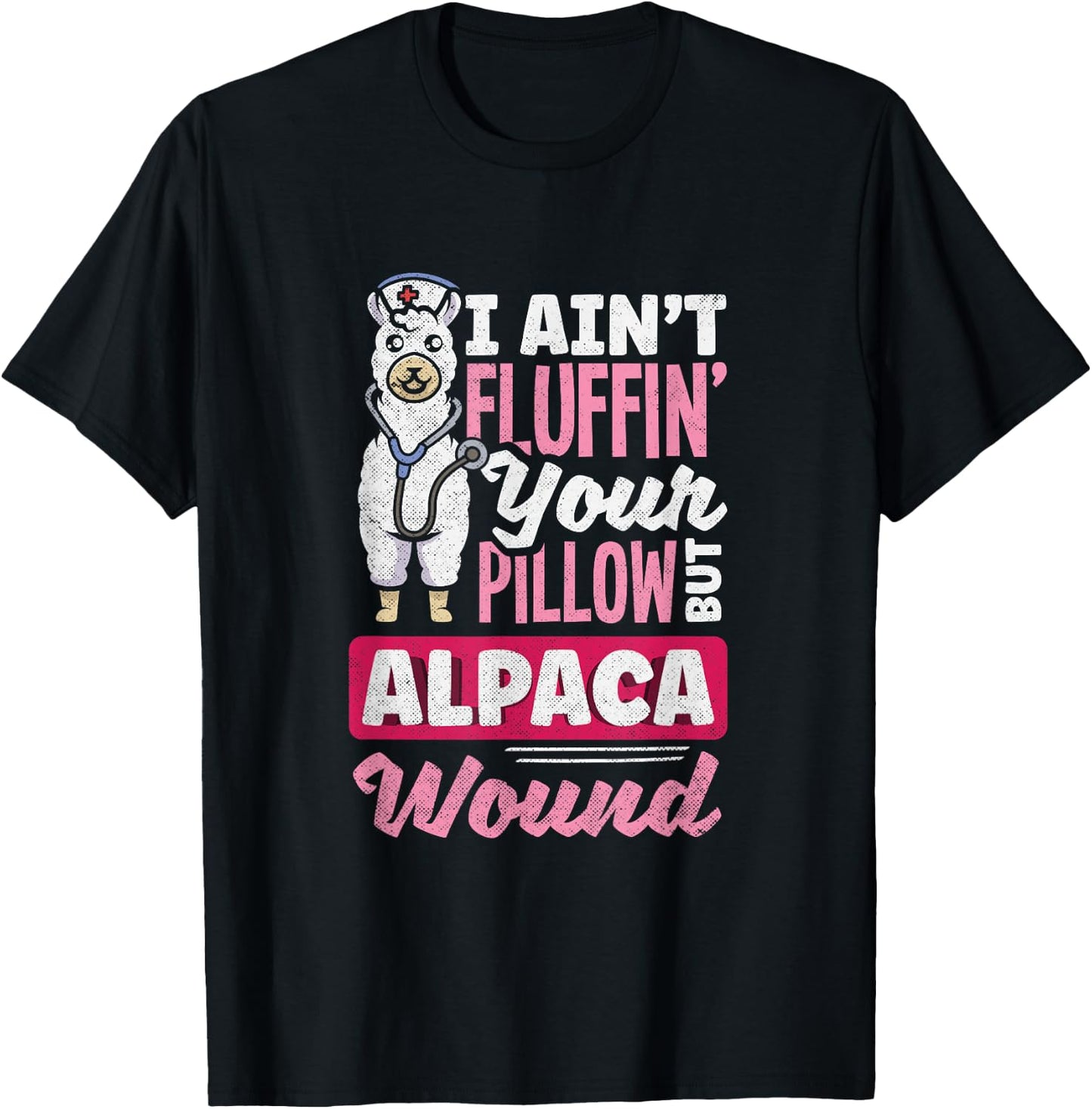 Wound Care Nurse Alpaca Wound Funny Ostomy Nurse T-Shirt - T-Shirt | Black