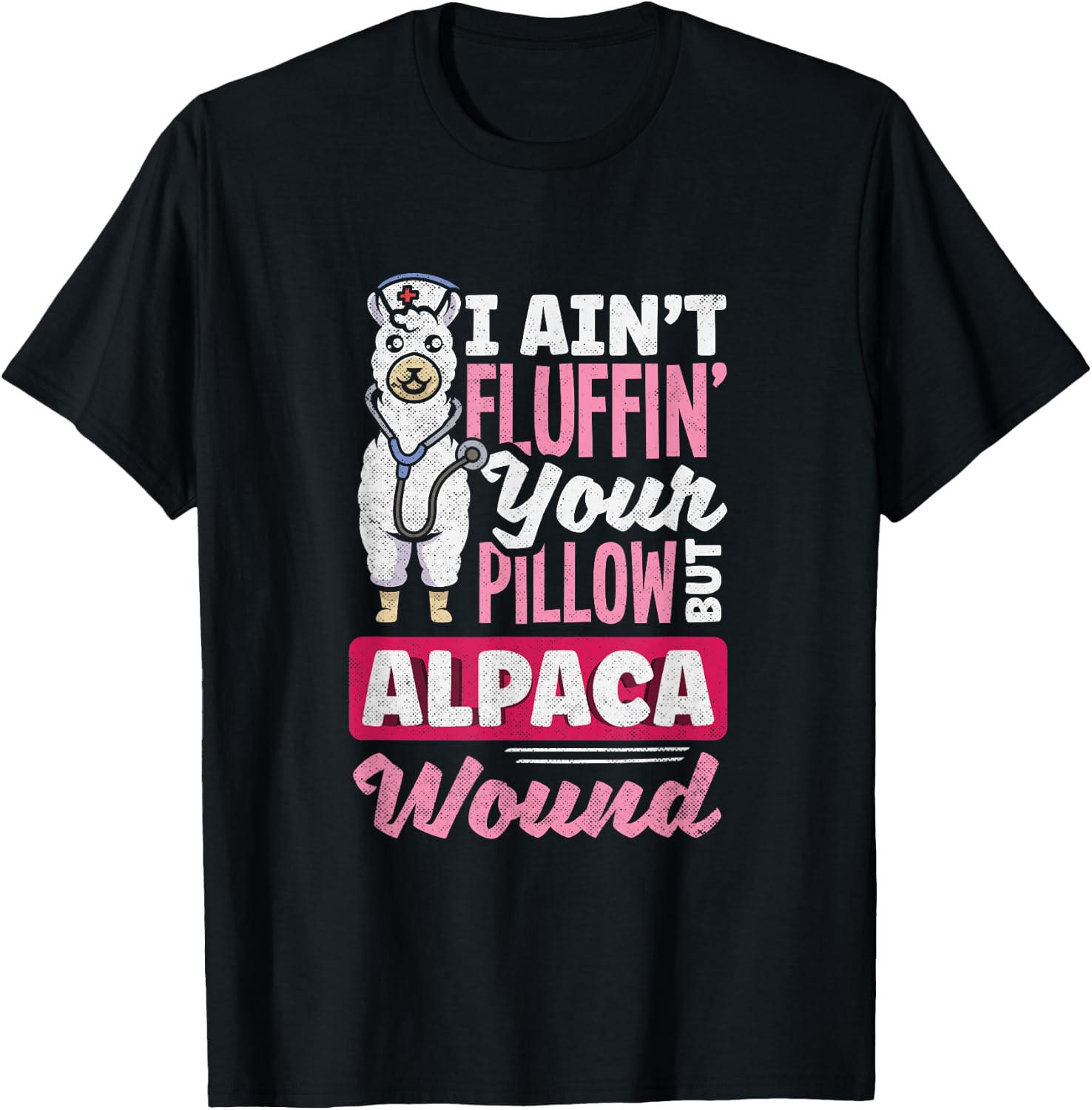 Wound Care Nurse Alpaca Wound Funny Ostomy Nurse T-Shirt - T-Shirt | Black