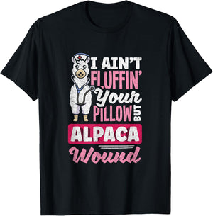 Wound Care Nurse Alpaca Wound Funny Ostomy Nurse T-Shirt - T-Shirt | Black