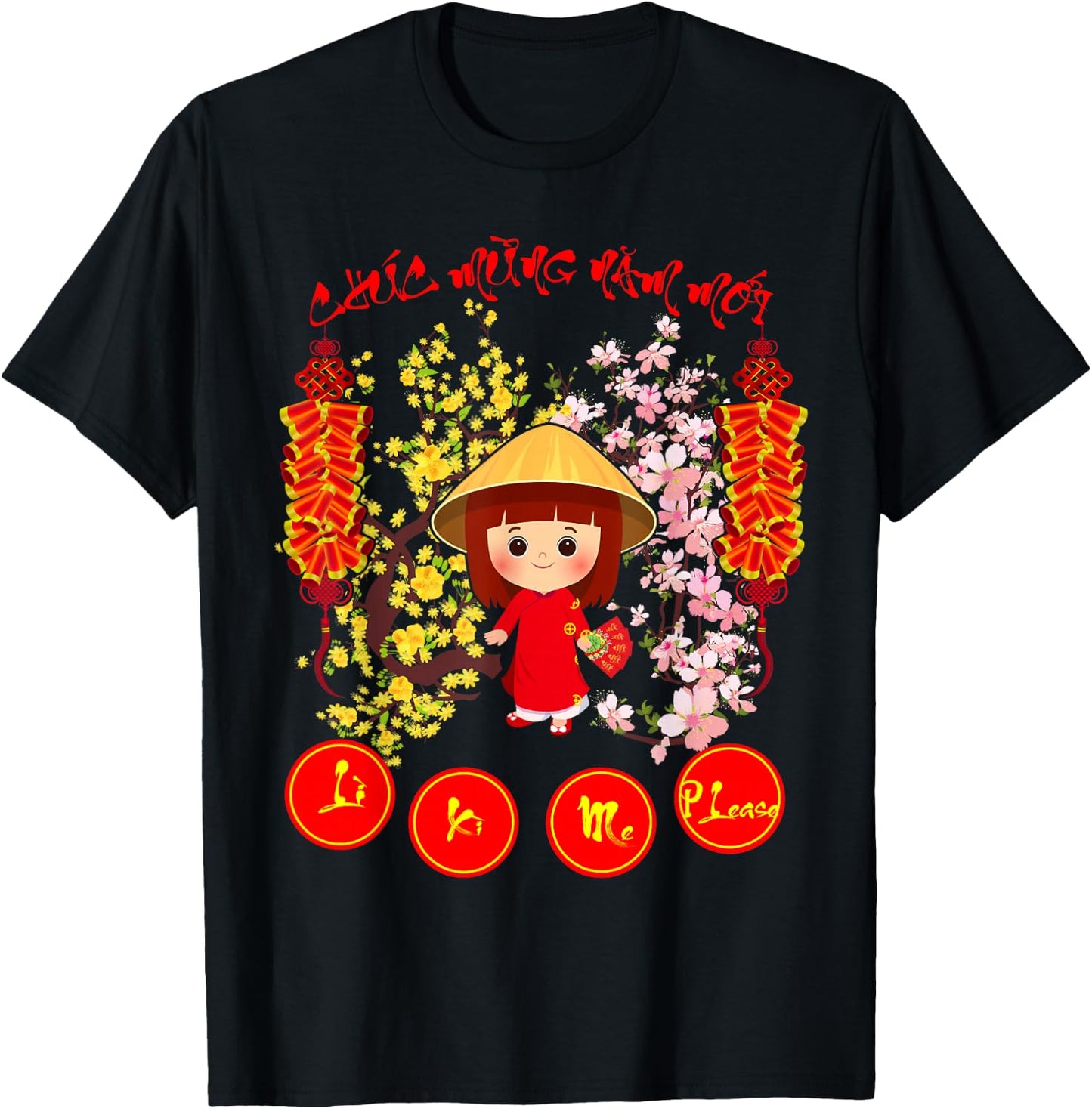 Li Xi Me Please Kid Girl Vietnamese Lunar New Year 2026 T-Shirt - T-Shirt | Black