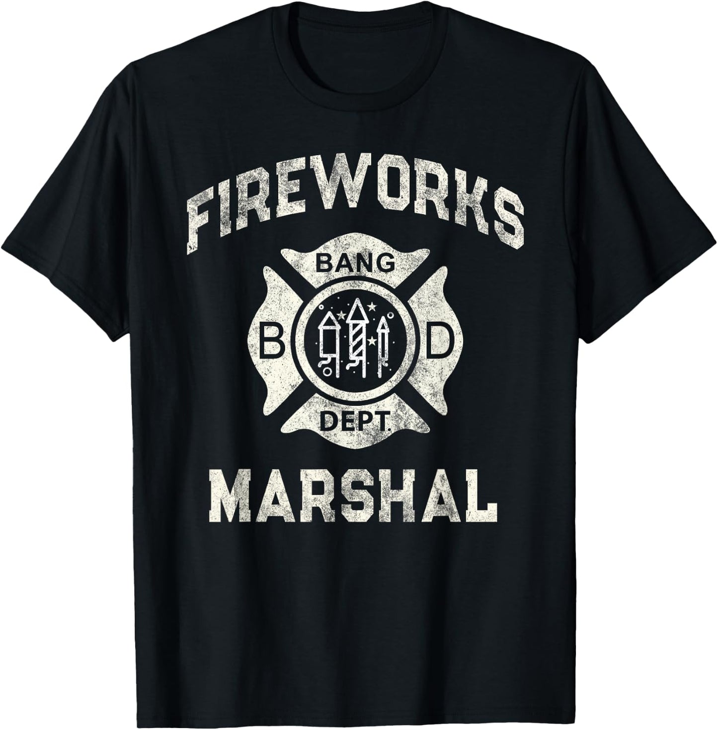 Funny FIREWORKS MARSHAL Firefighter America Bang Pyro Boss T-Shirt - T-Shirt | Black