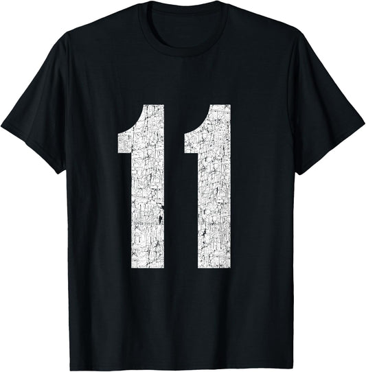 #11 Jersey Uniform Varsity Sports Number, 11th Birthday T-Shirt - T-Shirt | Black