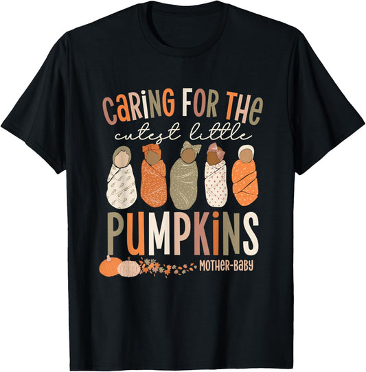 Cutest Little Pumpkins Fall Mother-Baby Unit Thanksgiving T-Shirt - T-Shirt | Black