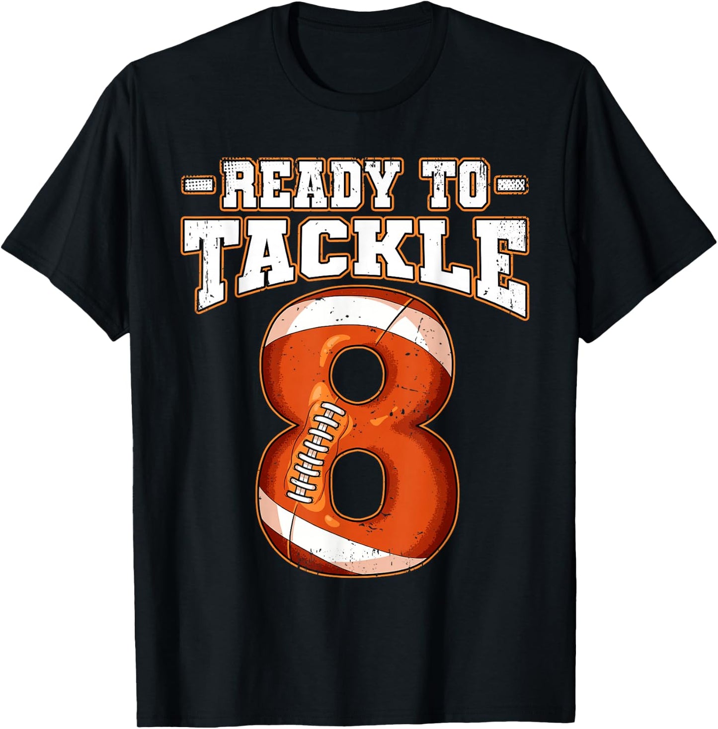 8th Birthday Football T-Shirt - T-Shirt | Black