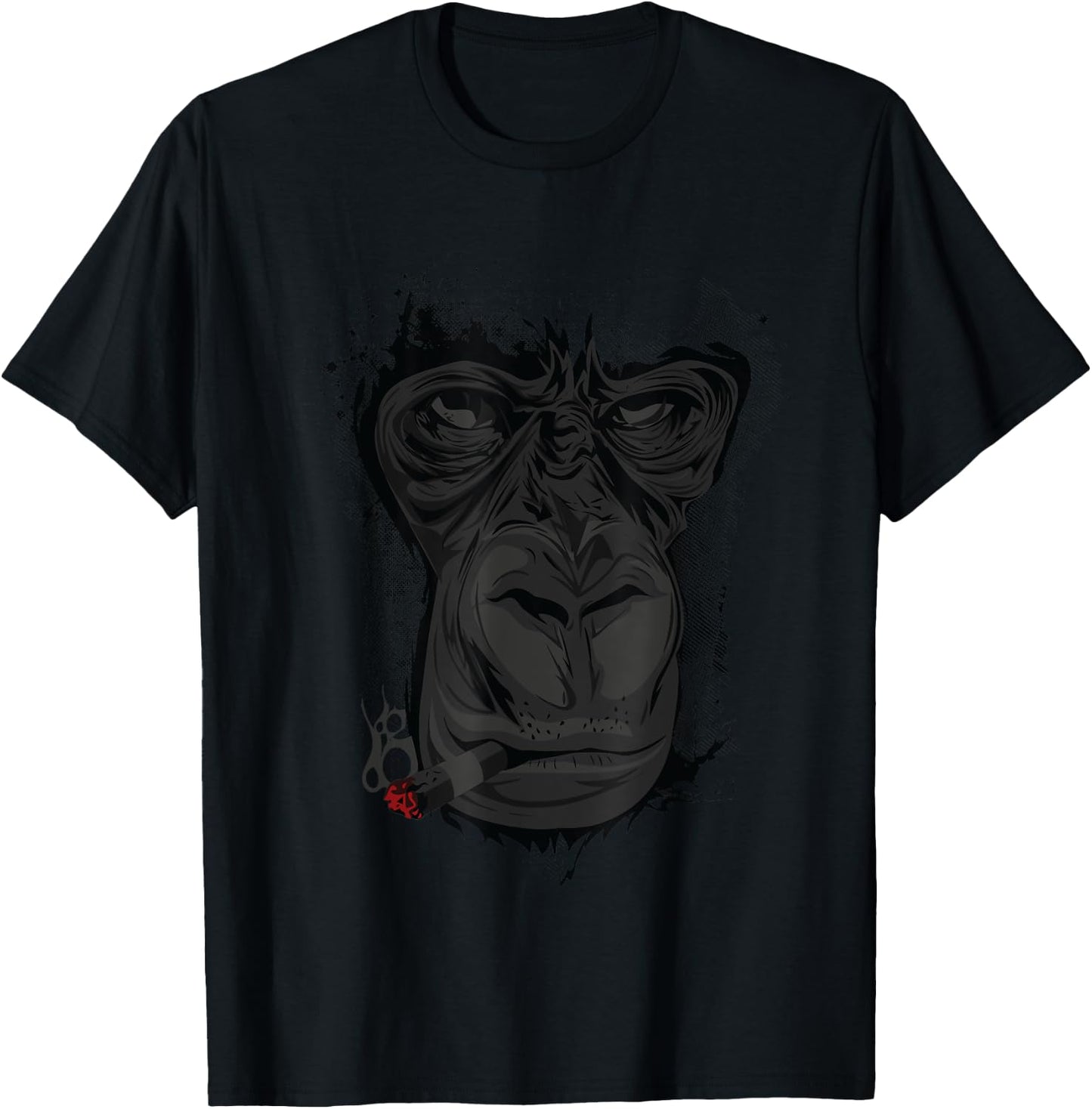 Angry Gorilla Shirt Graphic Ape Cigar Smoking Monkey Gift T-Shirt - T-Shirt | Black