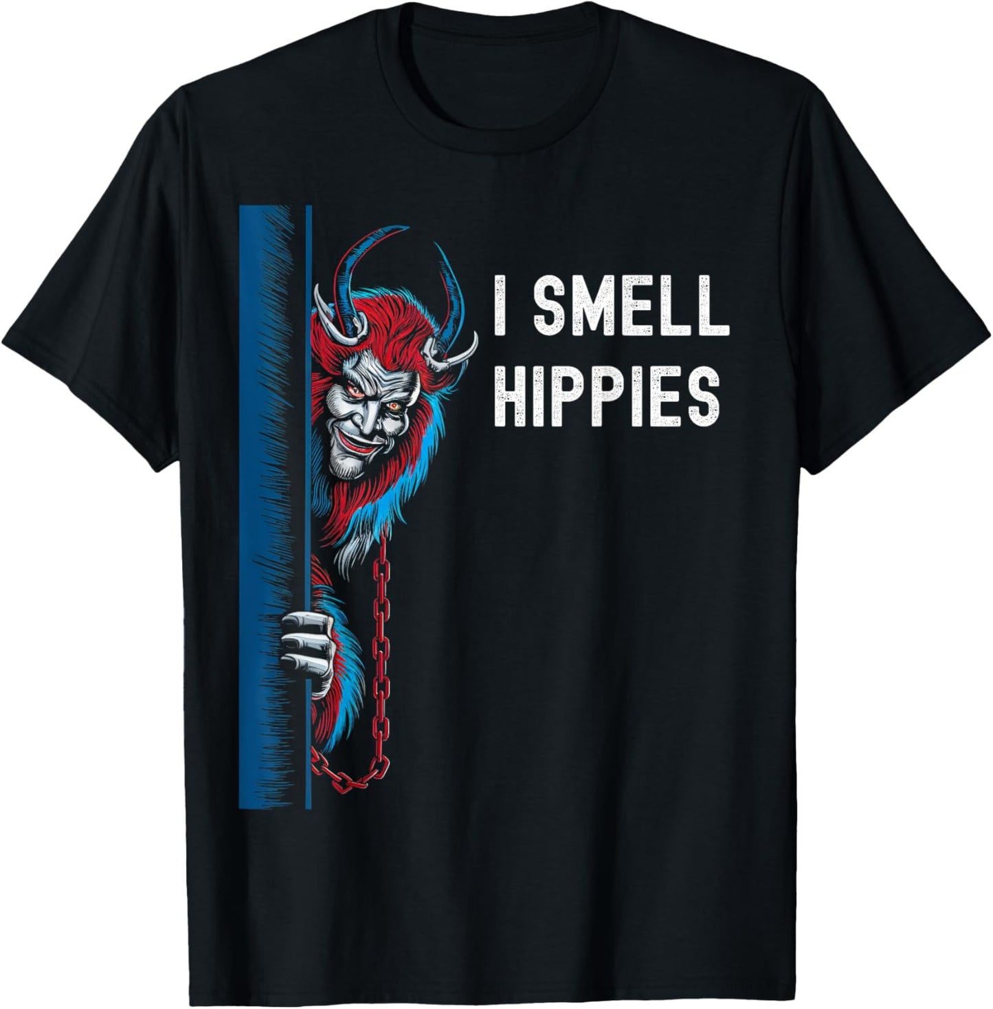 Krampus Christmas I Smell Hippies Christmas Halloween T-Shirt - T-Shirt | Black