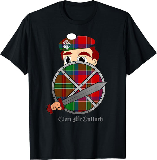 Clan McCulloch surname last name Scottish Tartan crest T-Shirt - T-Shirt | Black