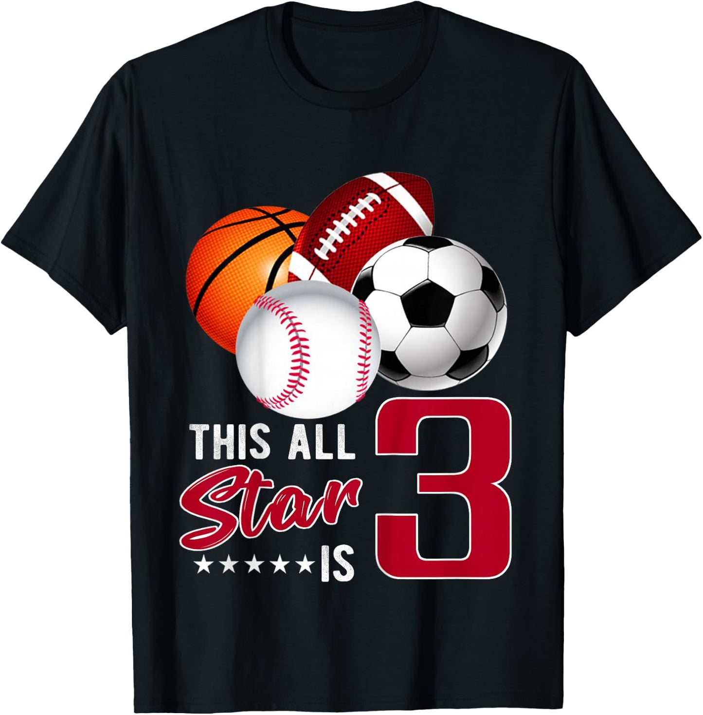 This All Star is 3 Years Old Gift Kids Birthday T-Shirt - T-Shirt | Black