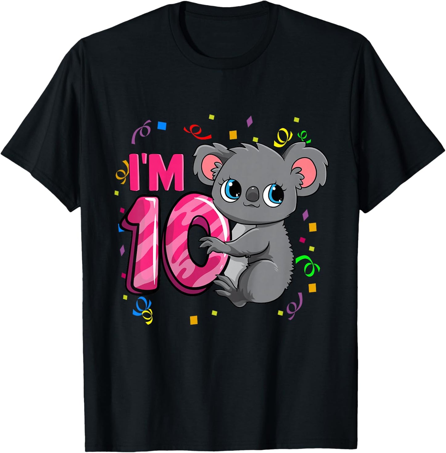 10th Birthday Shirt For Girls Koala Bear 10 Years Old T-Shirt - T-Shirt | Black