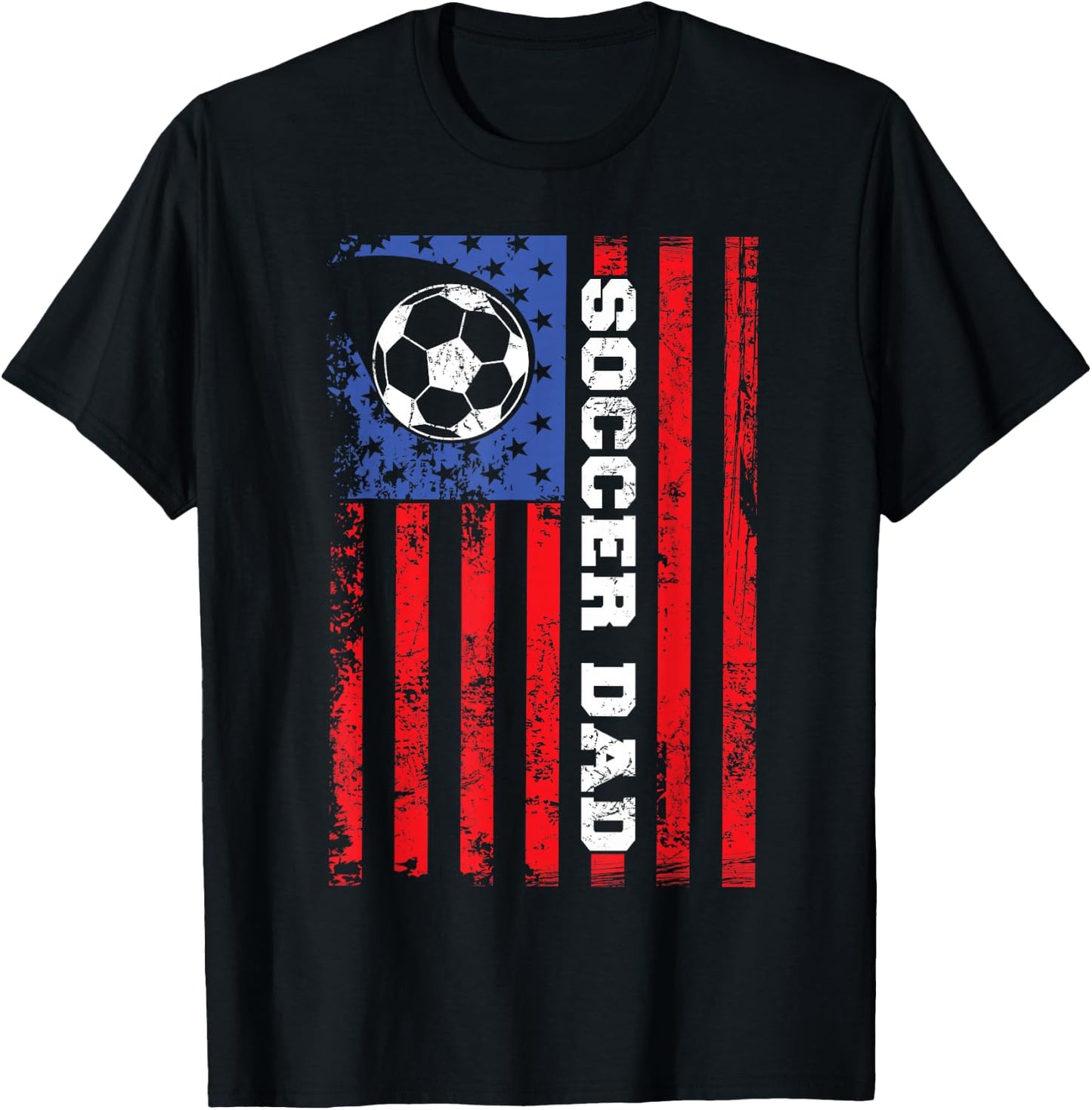 Soccer Dad USA Flag All American Fathers T-Shirt - T-Shirt | Black