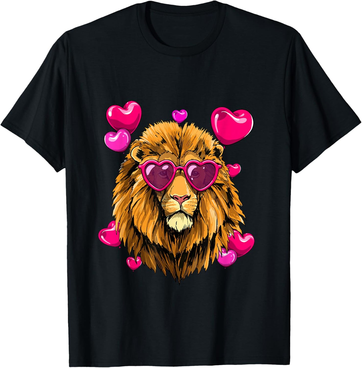 Valentines Day Lion Funny Lion Lover T-Shirt - T-Shirt | Black