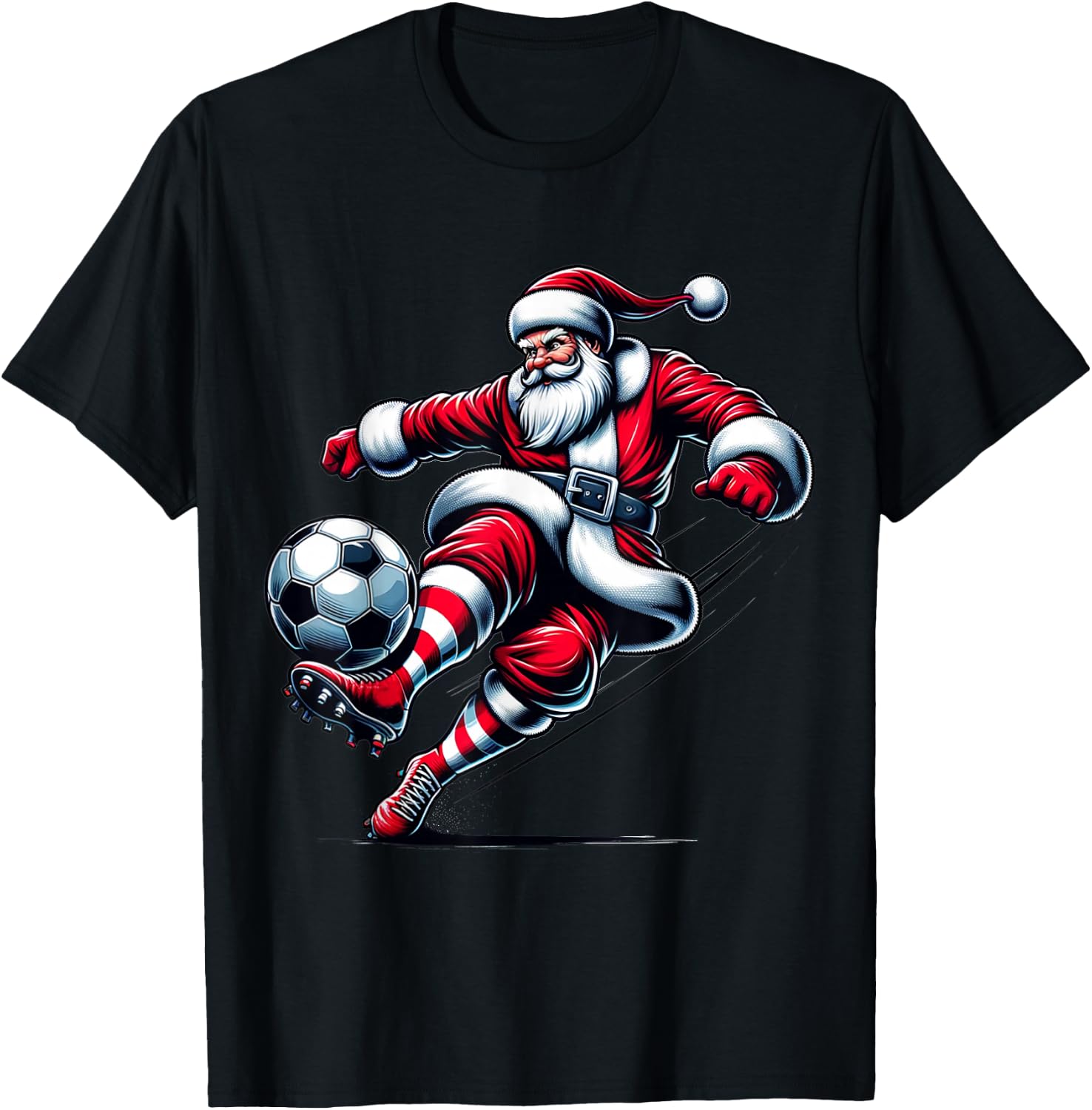 Santa Plays Soccer Christmas Sports Women Men Kids T-Shirt - T-Shirt | Black