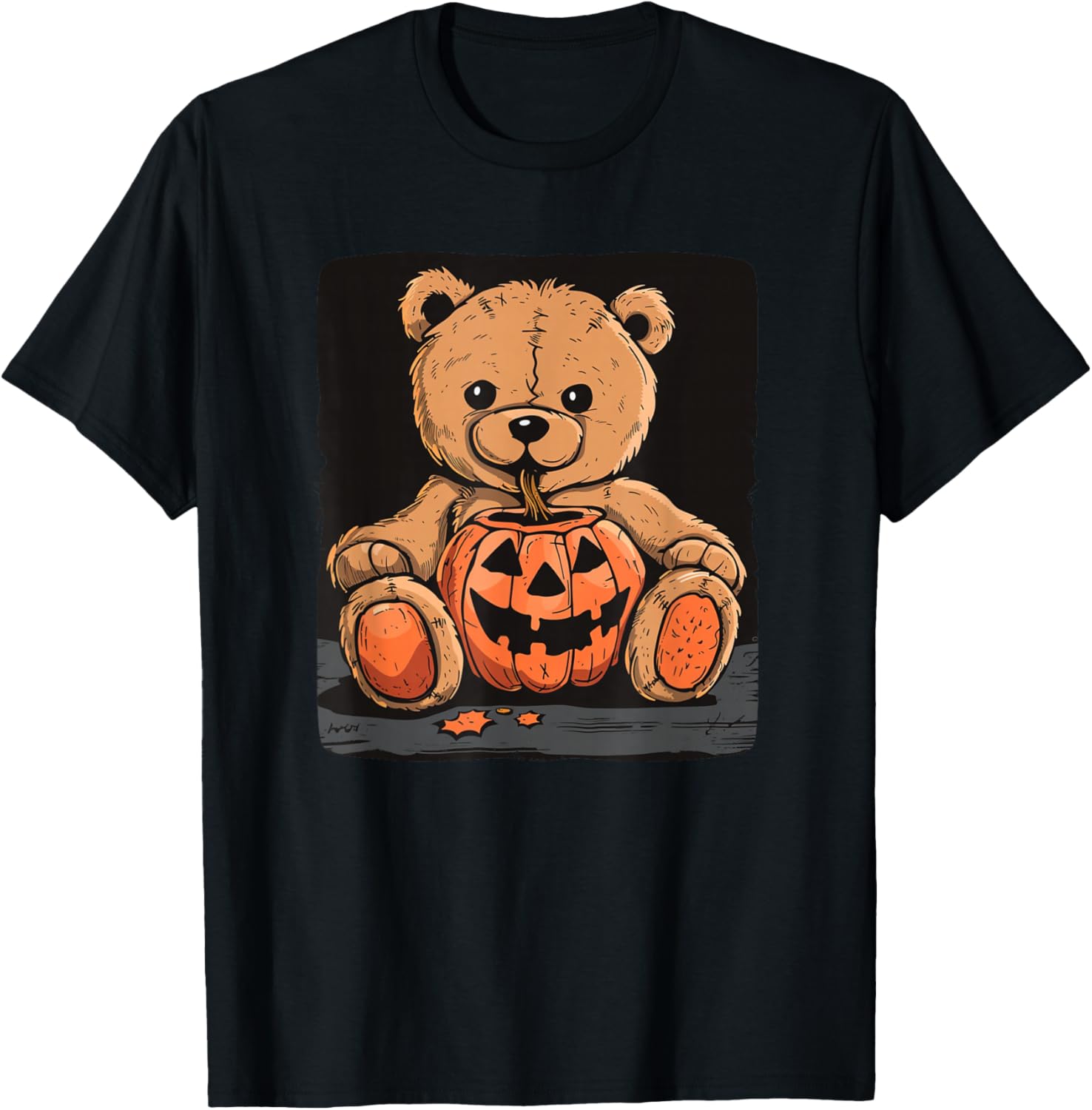 Awesome scary Teddy Bear for Halloween and Pumpkin Lovers T-Shirt - T-Shirt | Black