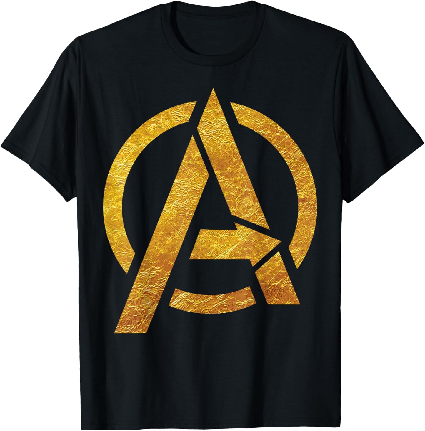 Marvel Avengers Gold Foil Chest Logo Small T-Shirt - T-Shirt | Black