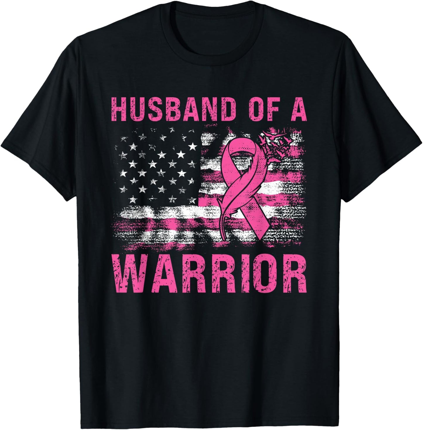 Husband Of A Warrior Breast Cancer Awareness Support Squad T-Shirt - T-Shirt | Black