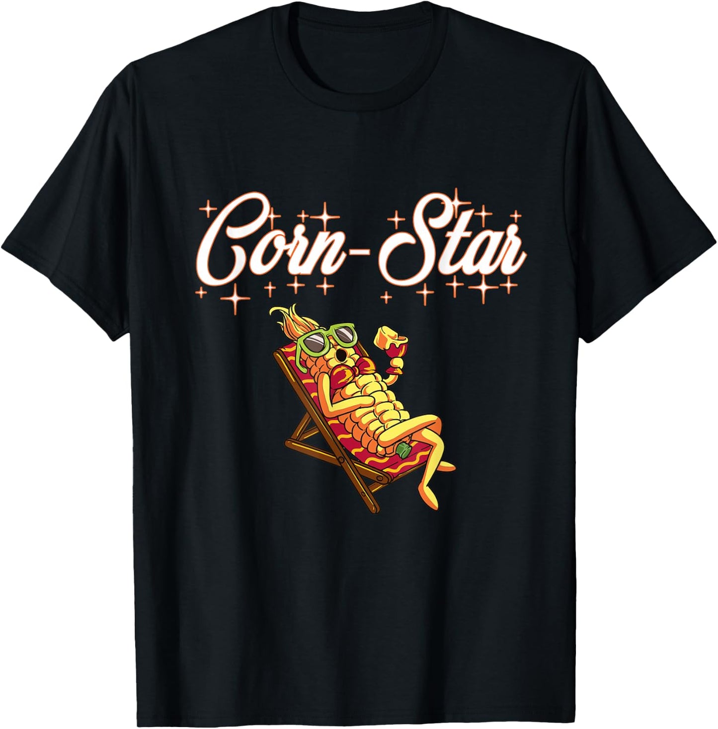 Corn Star Funny Maize Farmer Pornstar T-Shirt - T-Shirt | Black