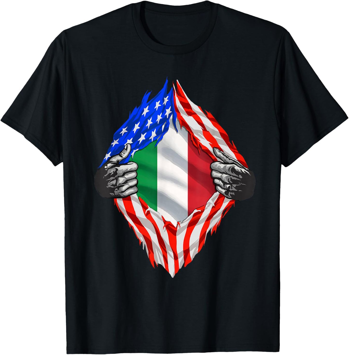 Italian American Flag T Shirt America Italy Roots Italian T-Shirt - T-Shirt | Black