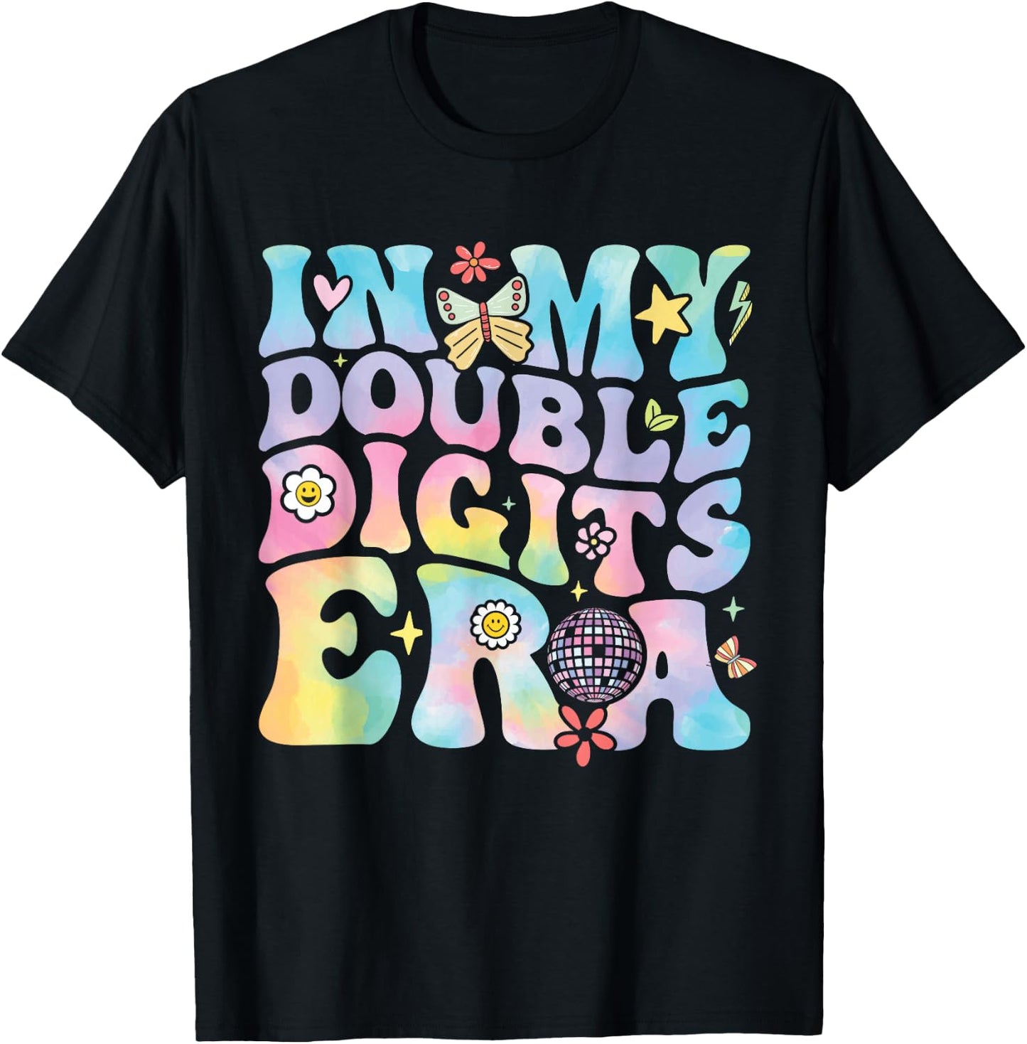 in My Double Digits Era Retro 10 Year Old 10th Birthday Girl T-Shirt - T-Shirt | Black