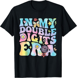 in My Double Digits Era Retro 10 Year Old 10th Birthday Girl T-Shirt - T-Shirt | Black