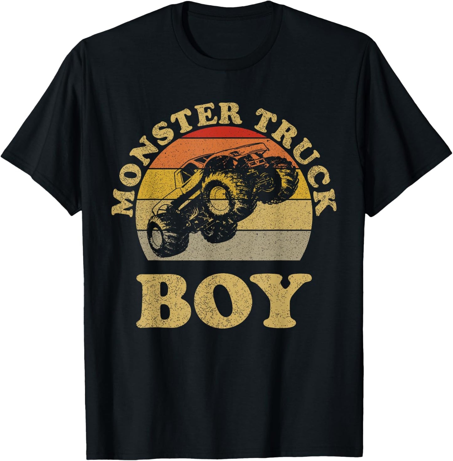 Monster Truck Boys Clothes Shirt Vintage Retro Sunset Boy T-Shirt - T-Shirt | Black