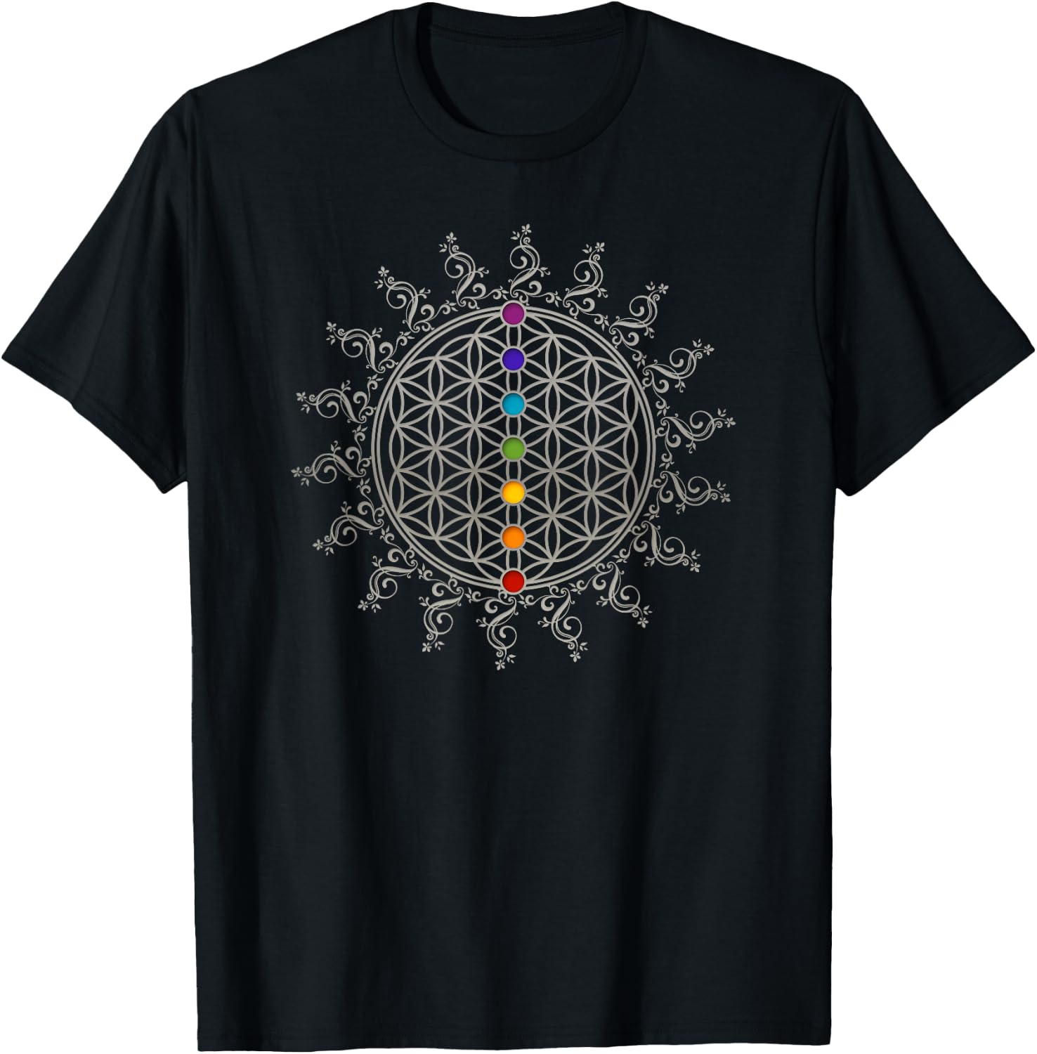 Flower of Life, Chakra, Sacred Geometry, Spirituality, Yoga T-Shirt - T-Shirt | Black